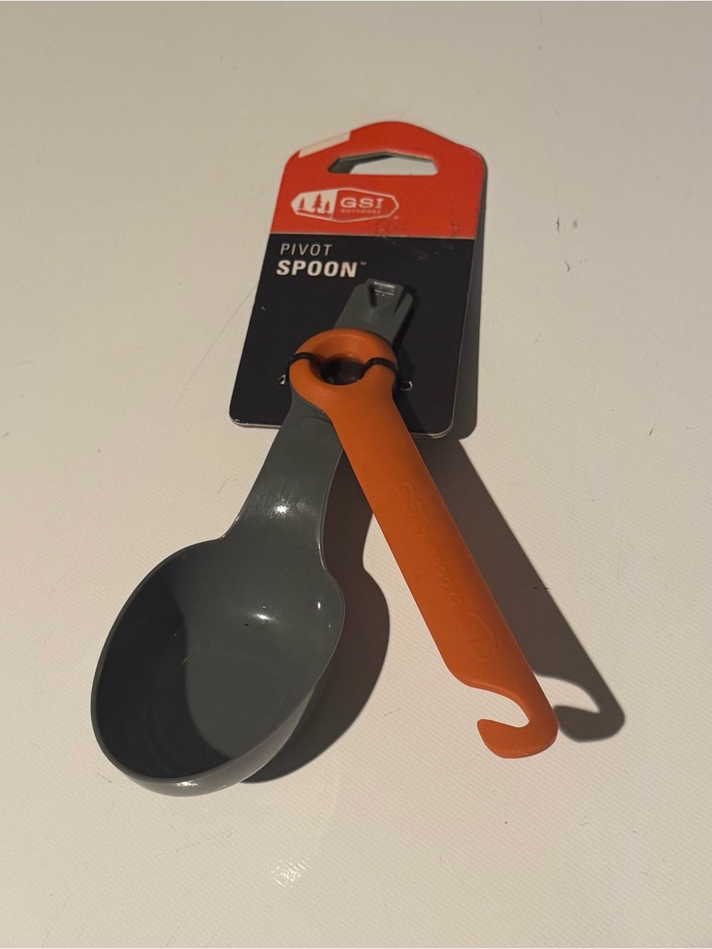 Bass Pro Shops New Orange Handle Pivot Spoon with Gray Bowl